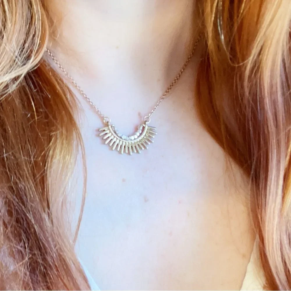 Boho Cottage Festival Simple Sunburst Gold Colored Dainty Necklace